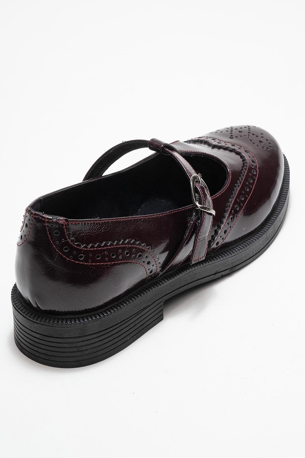 Janney - Burgundy Patent Leather Strap Loafers (Women)