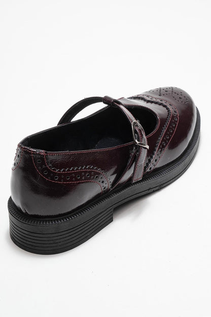 Janney - Burgundy Patent Leather Strap Loafers (Women)