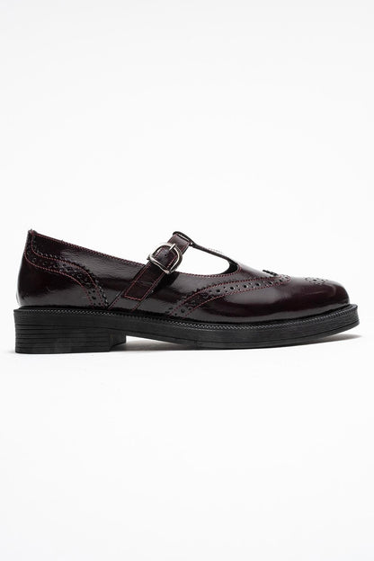 Janney - Burgundy Patent Leather Strap Loafers (Women)