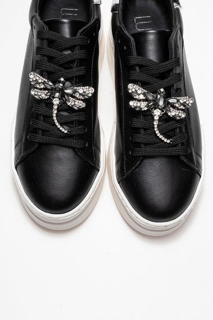 Laren - Zapatillas de cuero negro con hebilla (Mujer)