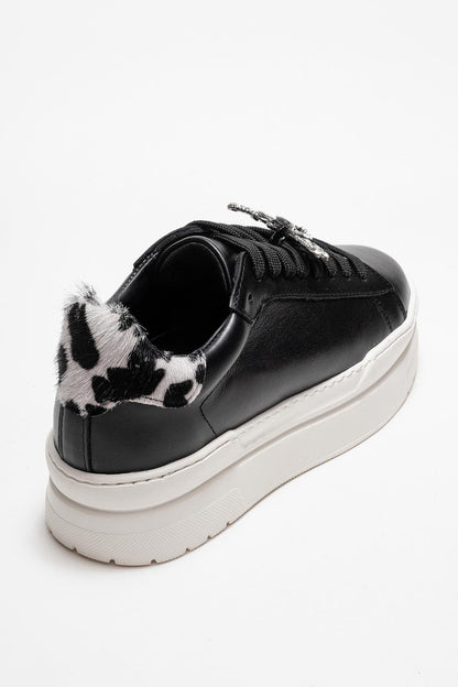 Laren - Zapatillas de cuero negro con hebilla (Mujer)