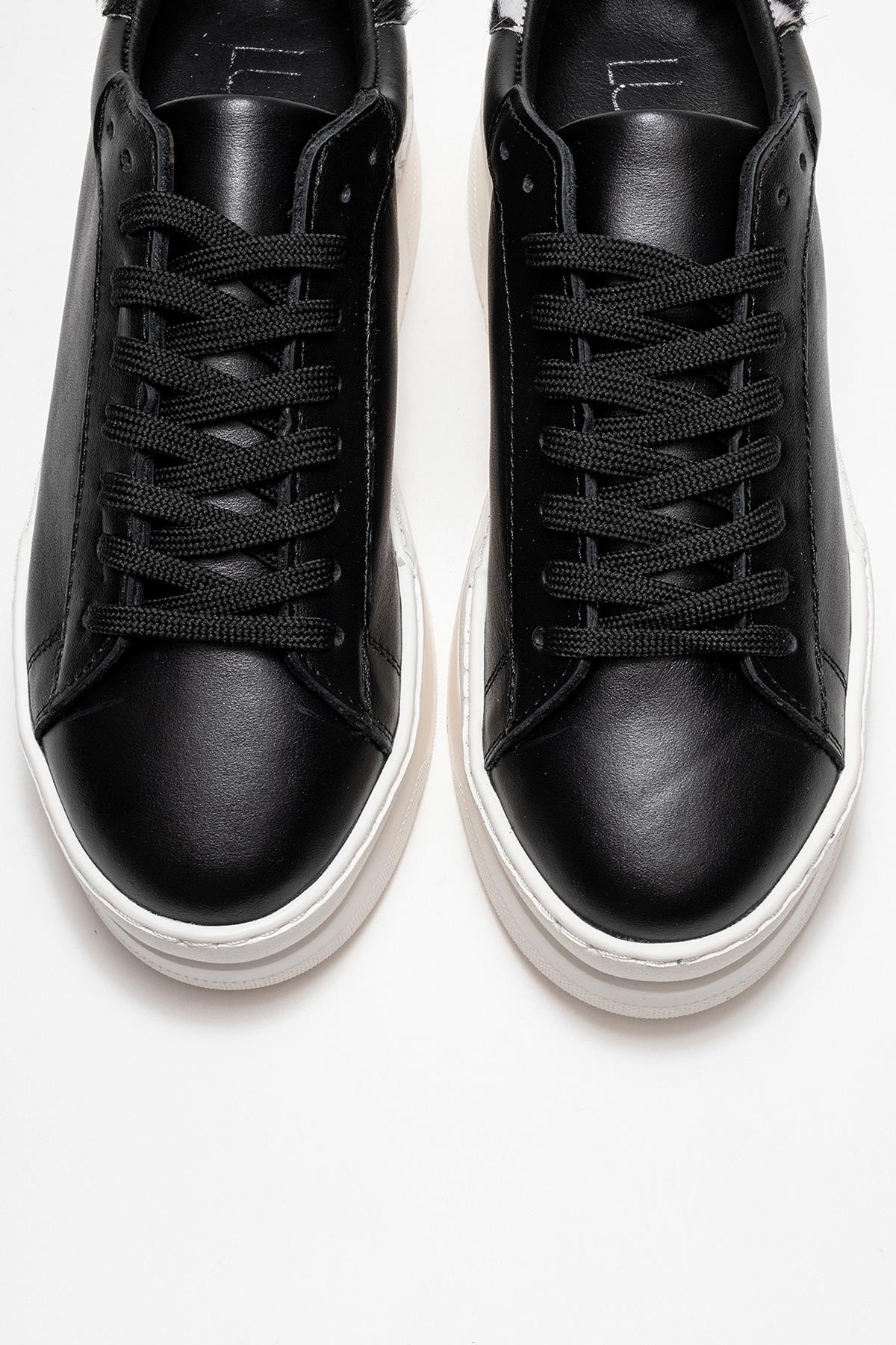 Anabel - Zapatillas de plataforma de cuero negro (Mujer)