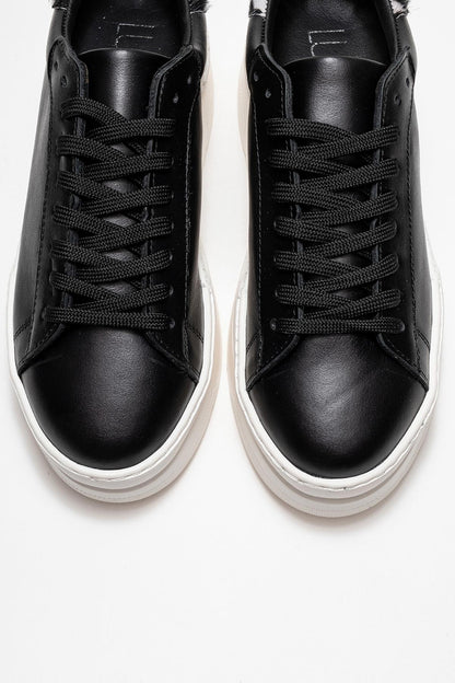 Anabel - Zapatillas de plataforma de cuero negro (Mujer)