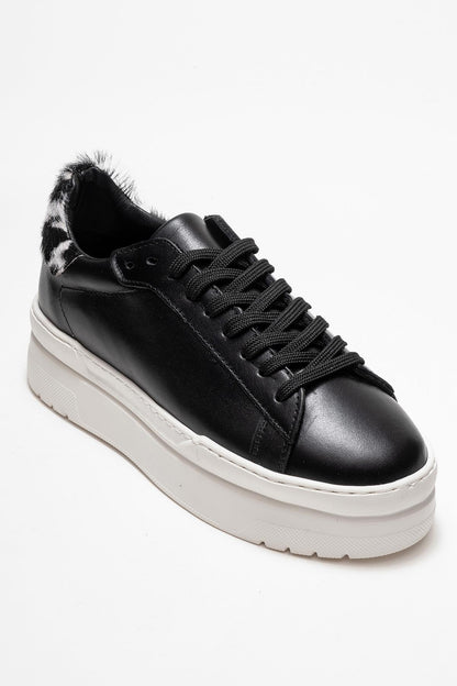 Anabel - Zapatillas de plataforma de cuero negro (Mujer)