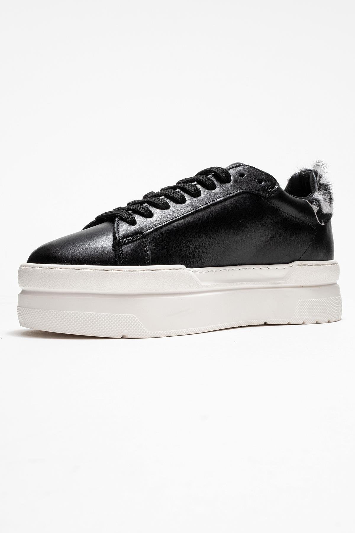 Anabel - Zapatillas de plataforma de cuero negro (Mujer)