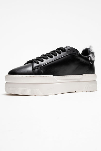Anabel - Zapatillas de plataforma de cuero negro (Mujer)