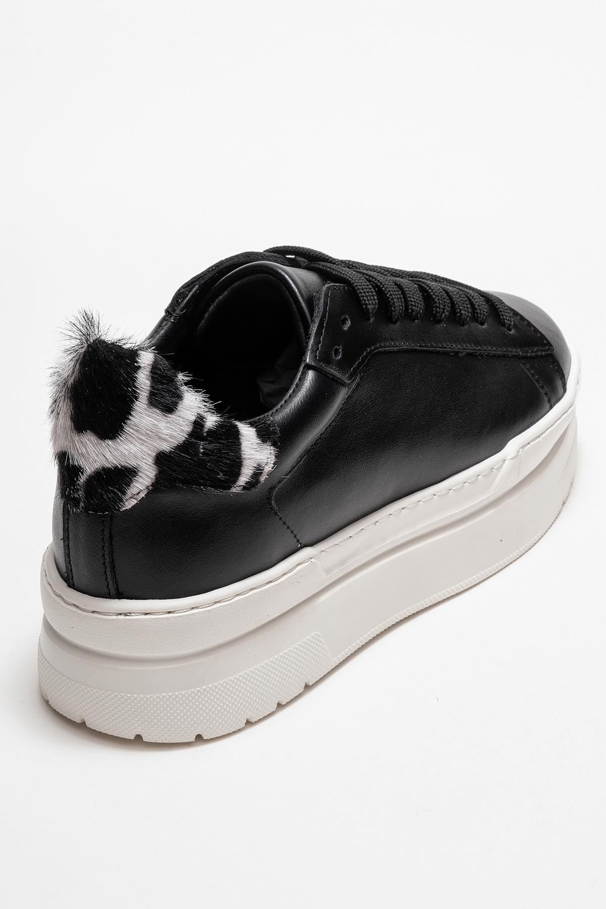 Anabel - Zapatillas de plataforma de cuero negro (Mujer)