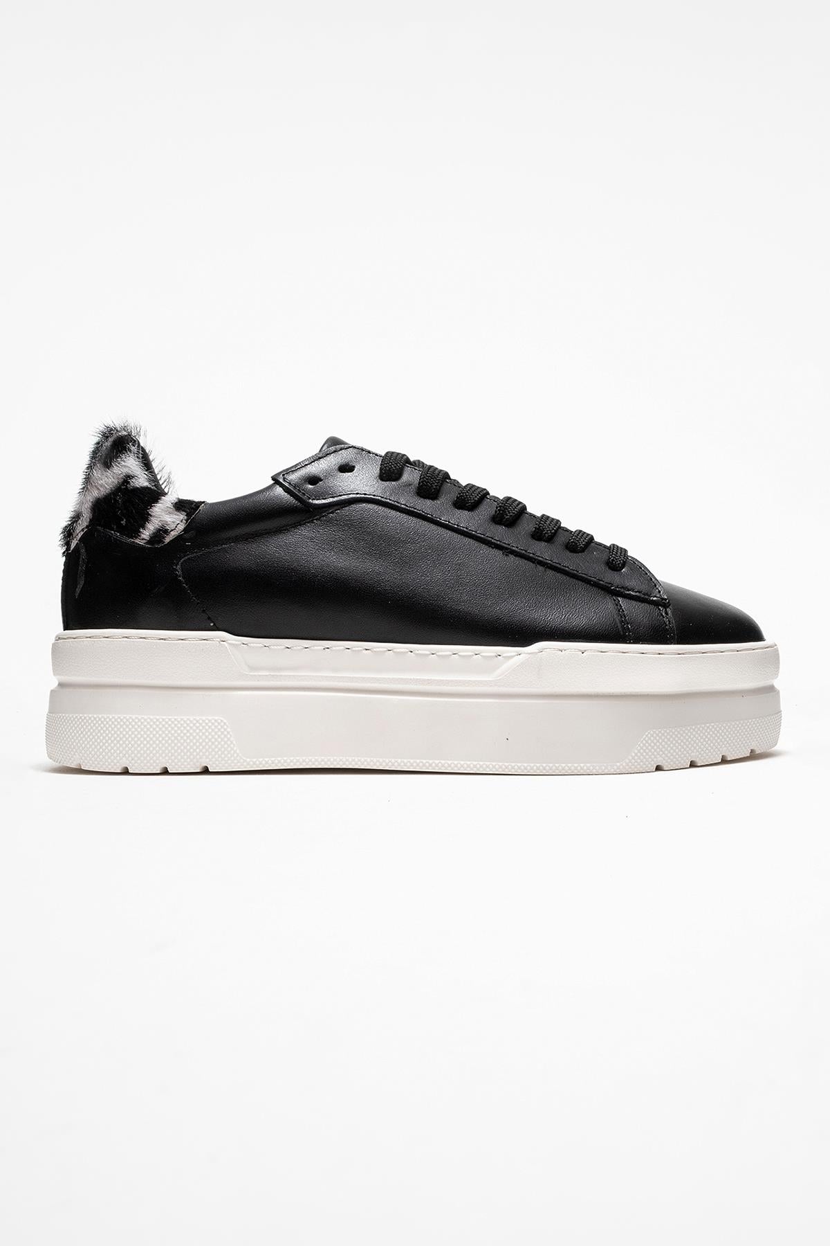 Anabel - Zapatillas de plataforma de cuero negro (Mujer)
