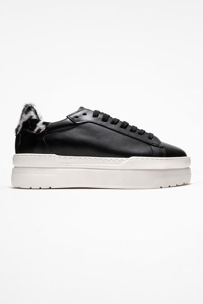 Anabel - Zapatillas de plataforma de cuero negro (Mujer)