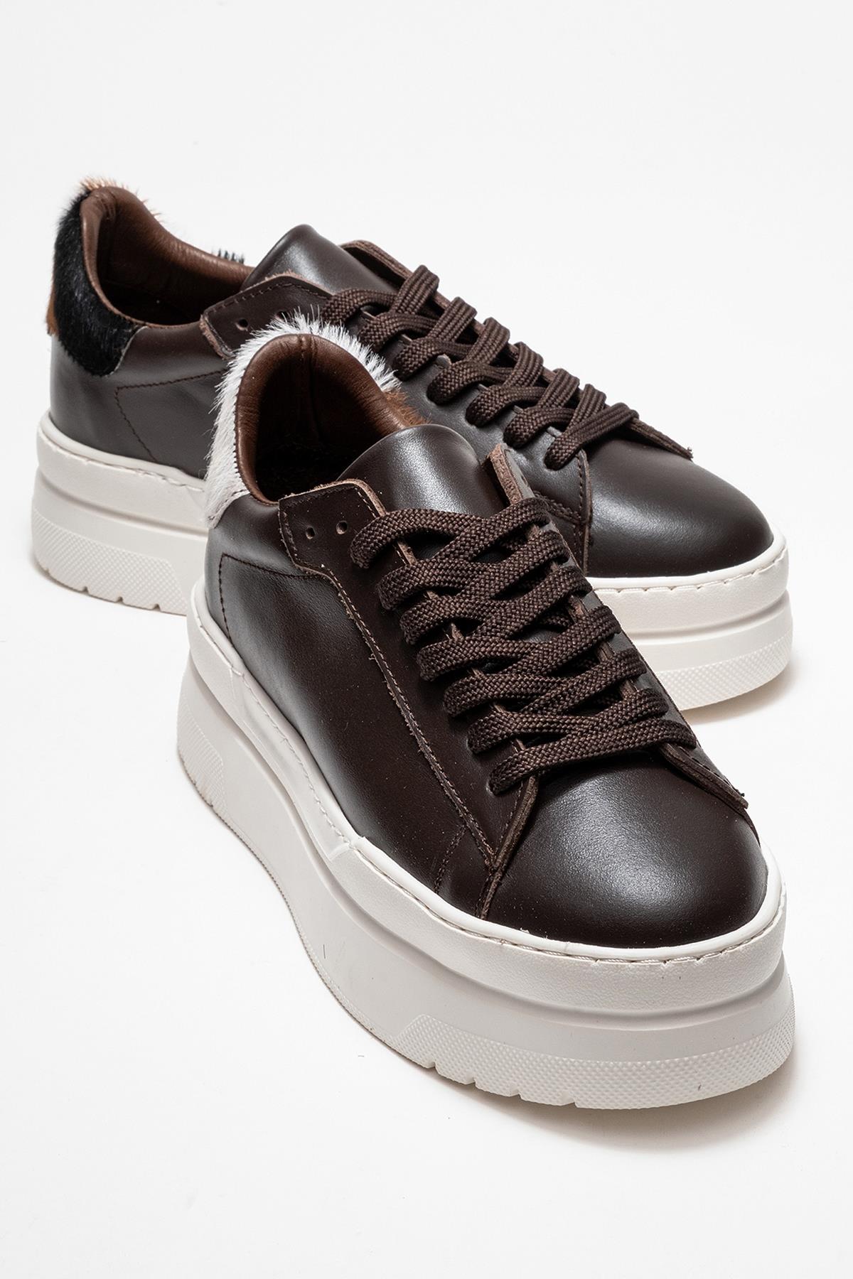 Anabel - Zapatillas Plataforma Cuero Marrón (Mujer)