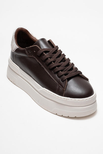 Anabel - Zapatillas Plataforma Cuero Marrón (Mujer)