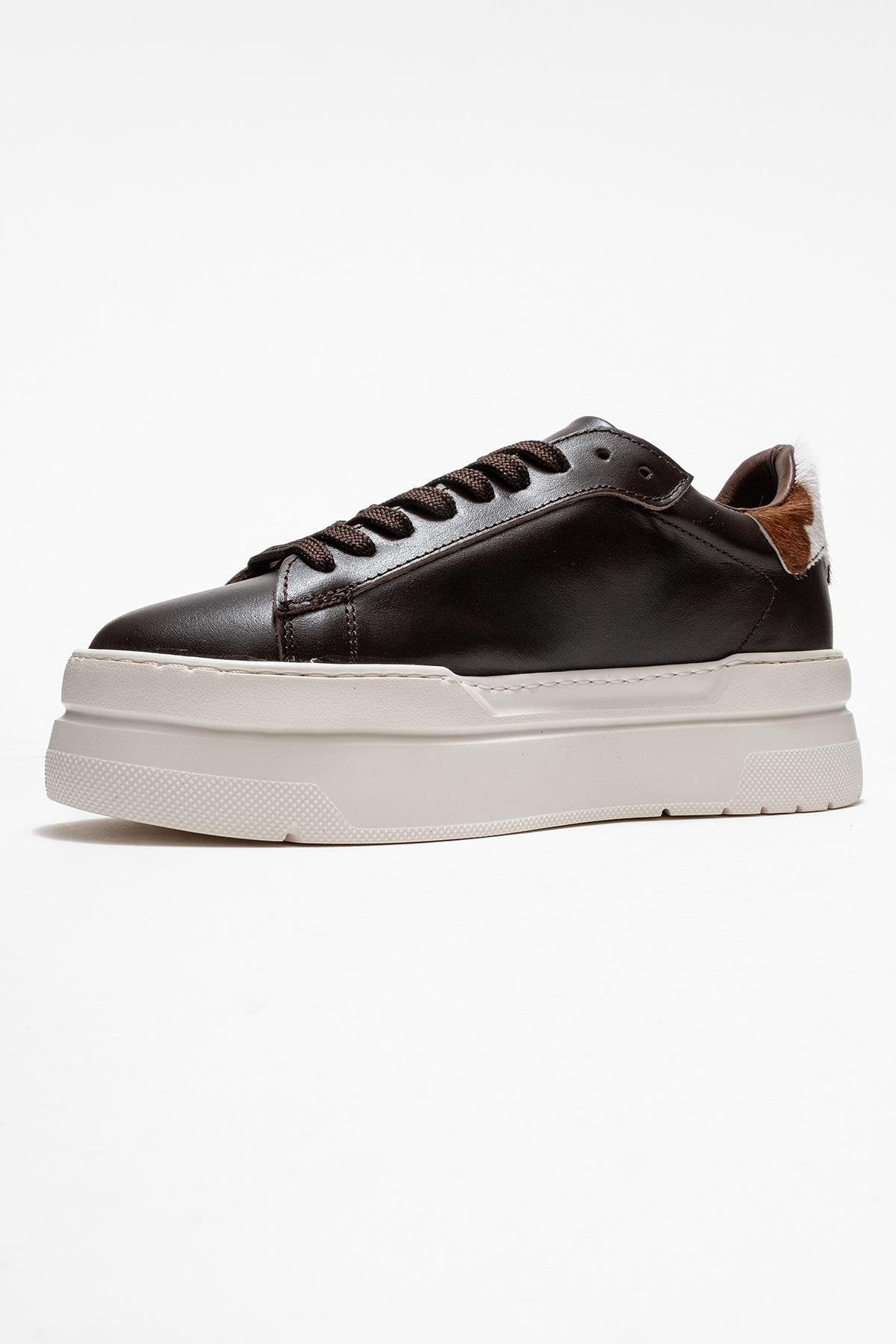 Anabel - Zapatillas Plataforma Cuero Marrón (Mujer)