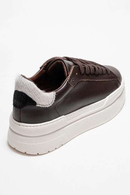 Anabel - Zapatillas Plataforma Cuero Marrón (Mujer)