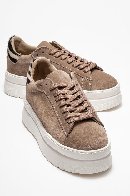 Anabel - Zapatillas Plataforma de Ante Color Topo (Mujer)