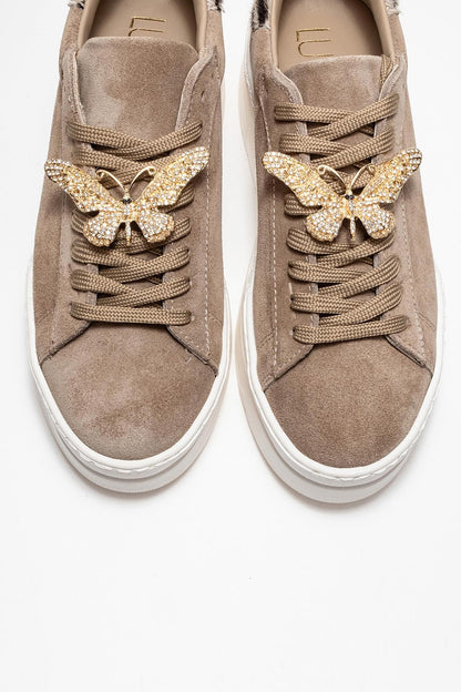 Anda - Zapatillas de ante color beis oscuro con hebillas (Mujer)