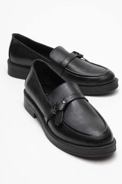 Galea - Black Buckled Leather Loafers (Women)