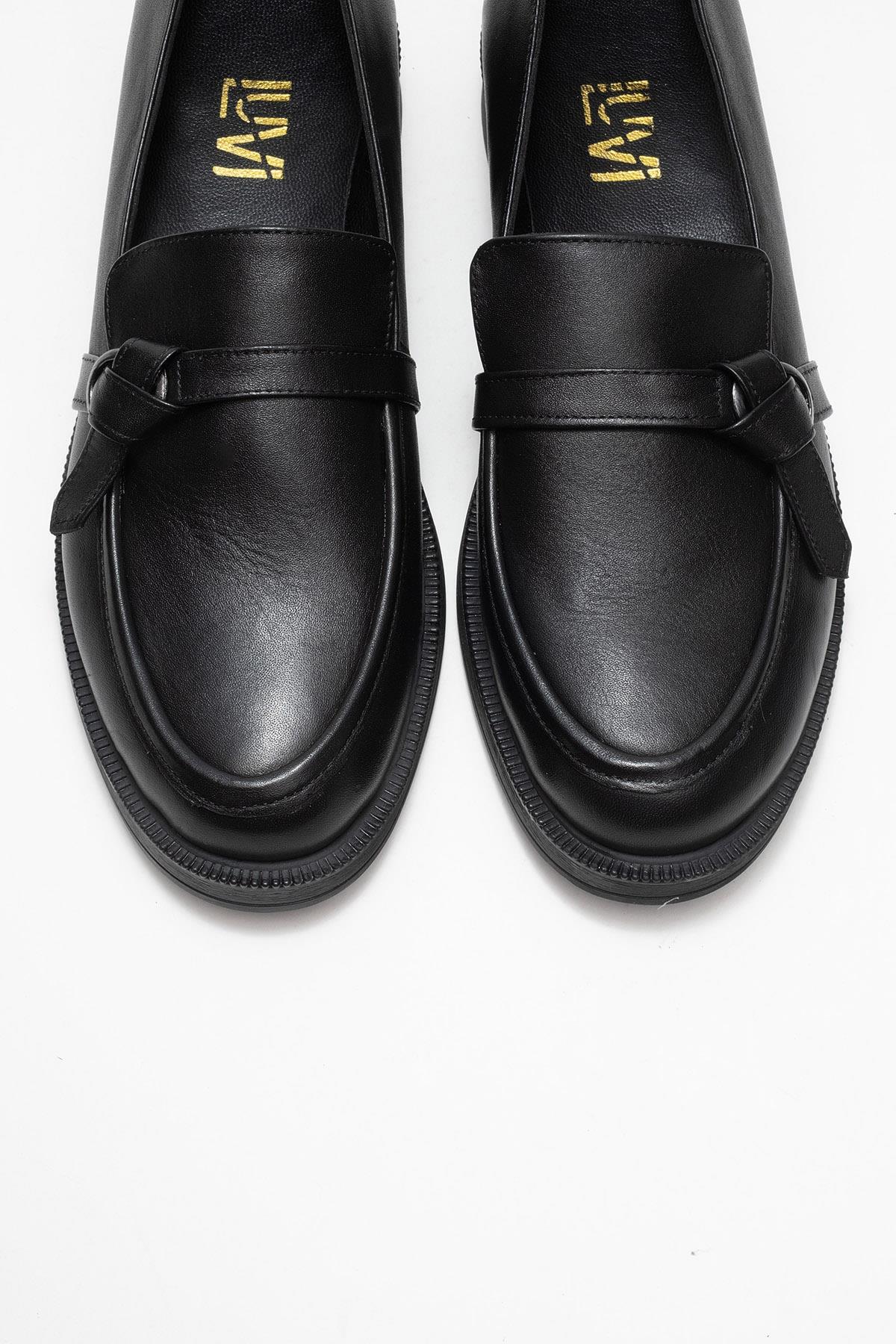 Galea - Black Buckled Leather Loafers (Women)