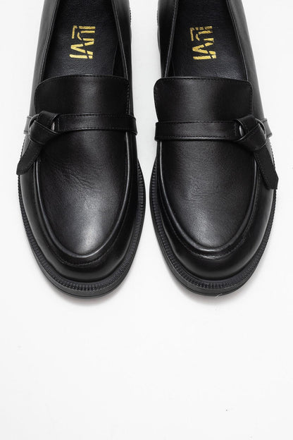 Galea - Black Buckled Leather Loafers (Women)