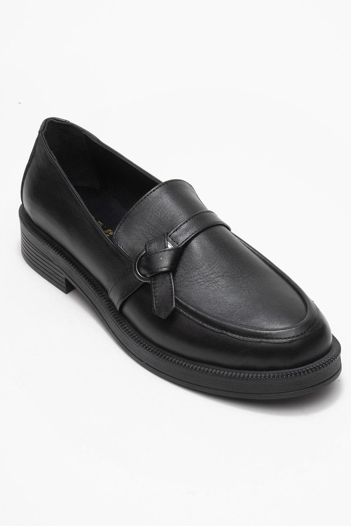 Galea - Black Buckled Leather Loafers (Women)