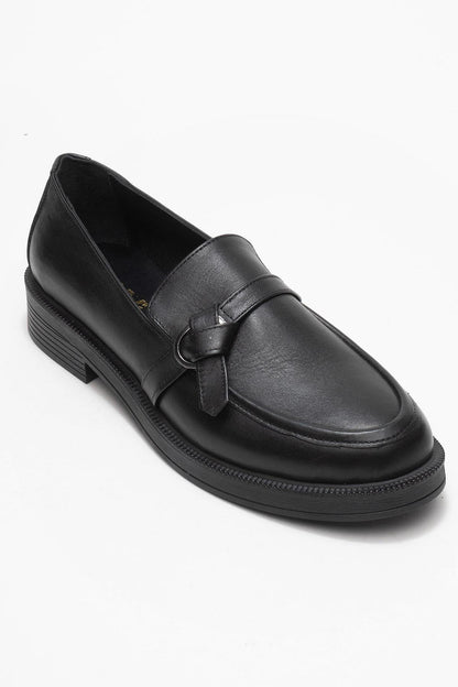 Galea - Black Buckled Leather Loafers (Women)