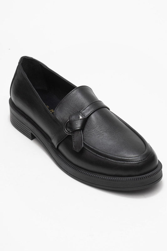 Galea - Black Buckled Leather Loafers (Women)