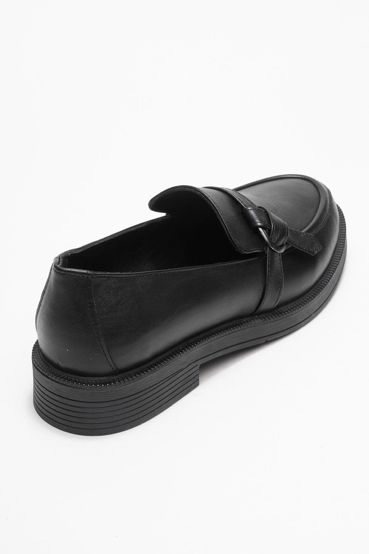 Galea - Black Buckled Leather Loafers (Women)