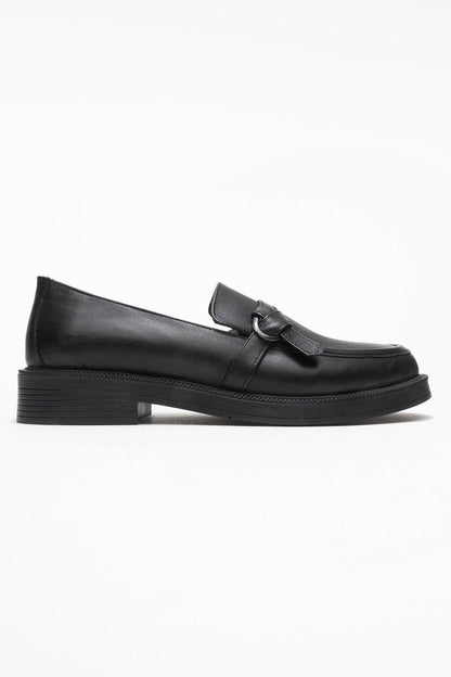 Galea - Black Buckled Leather Loafers (Women)