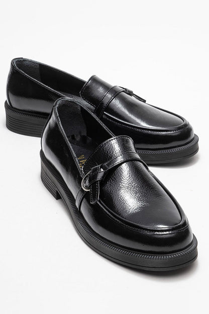Galea - Black Patent Buckled Leather Loafers (Women)
