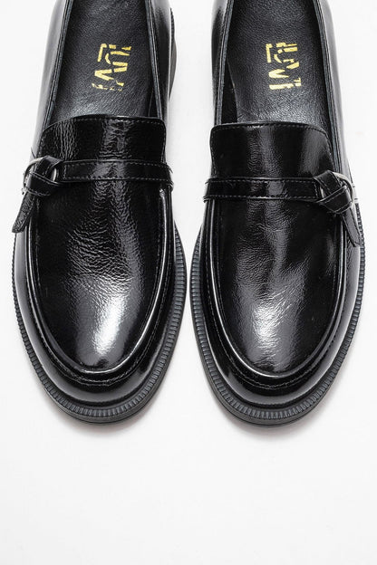 Galea - Black Patent Buckled Leather Loafers (Women)