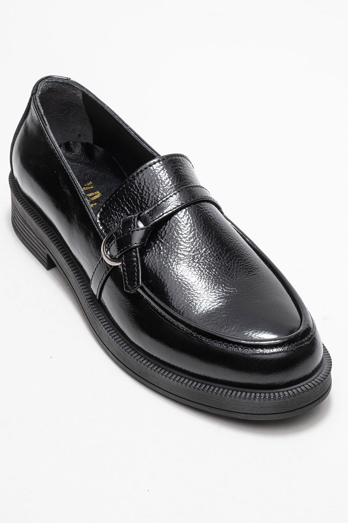Galea - Black Patent Buckled Leather Loafers (Women)