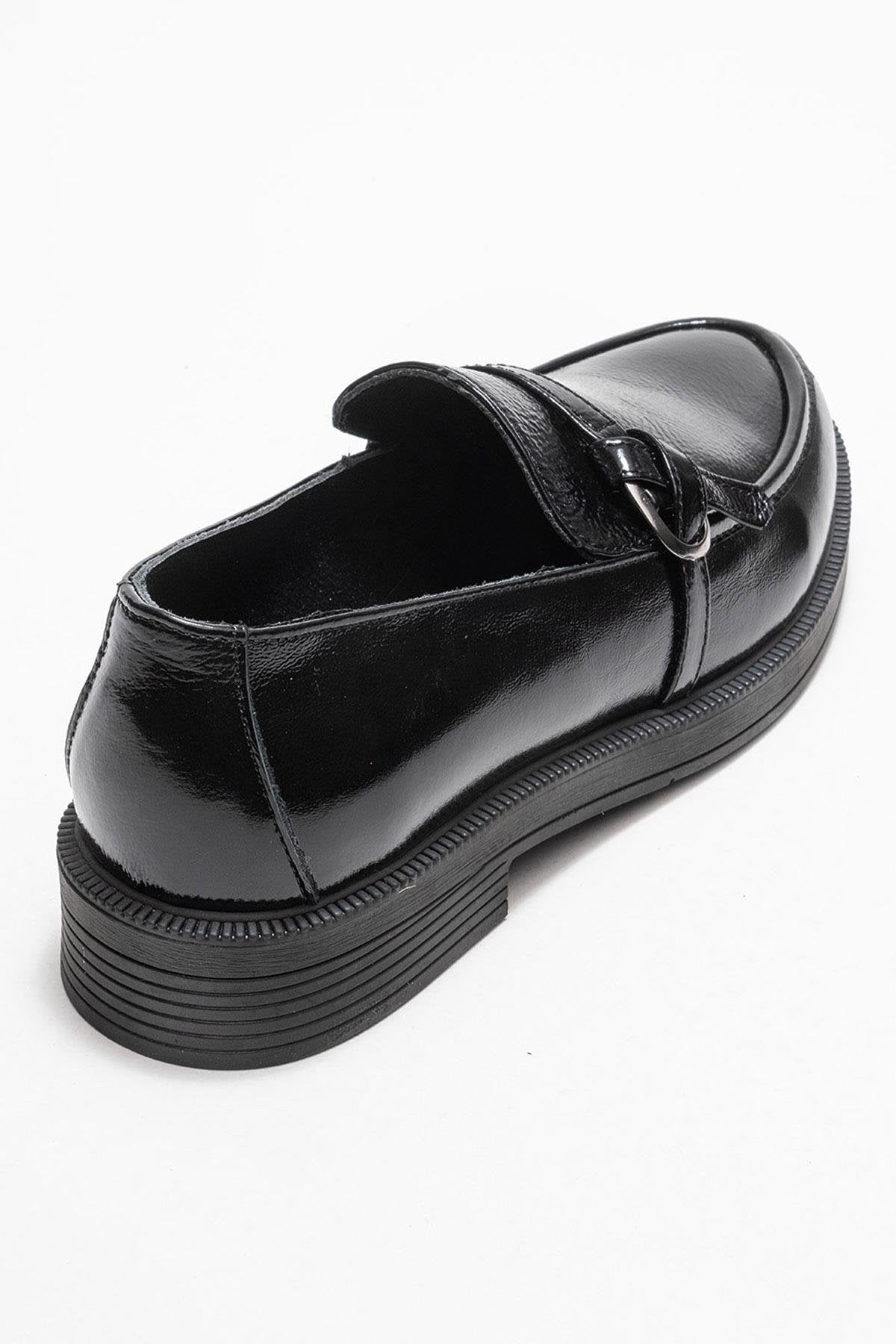 Galea - Black Patent Buckled Leather Loafers (Women)