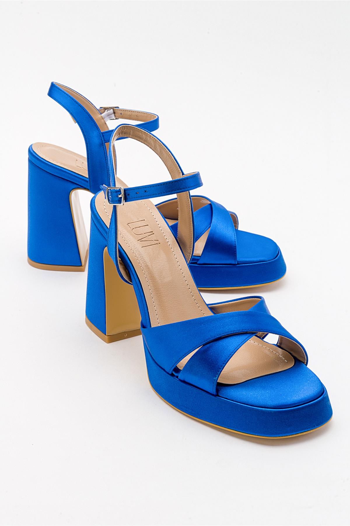 Lello - Zapatos de tacón de plataforma de satén cobalto (Mujer)