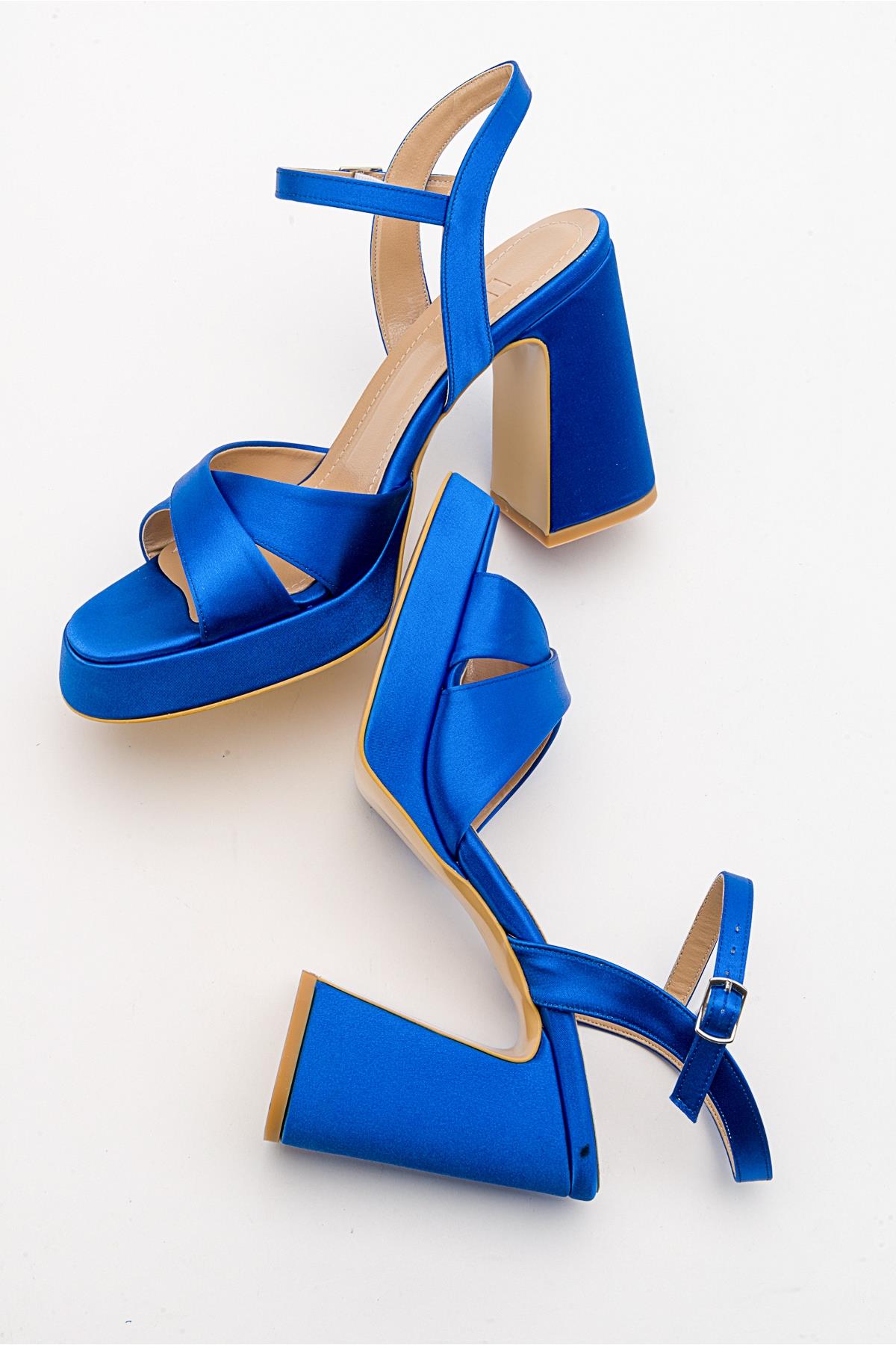 Lello - Zapatos de tacón de plataforma de satén cobalto (Mujer)