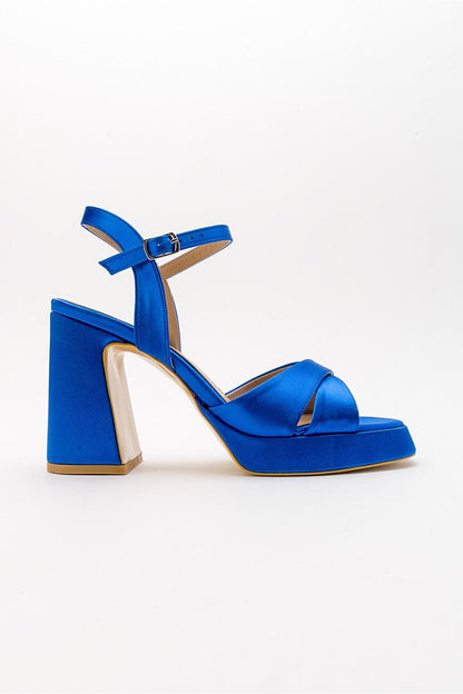 Lello - Zapatos de tacón de plataforma de satén cobalto (Mujer)