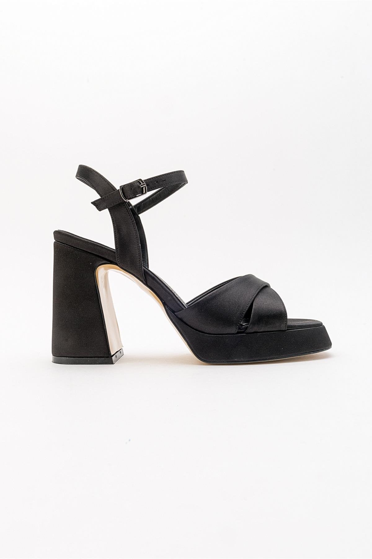 Lello - Zapatos de tacón de plataforma de satén negro (mujer)