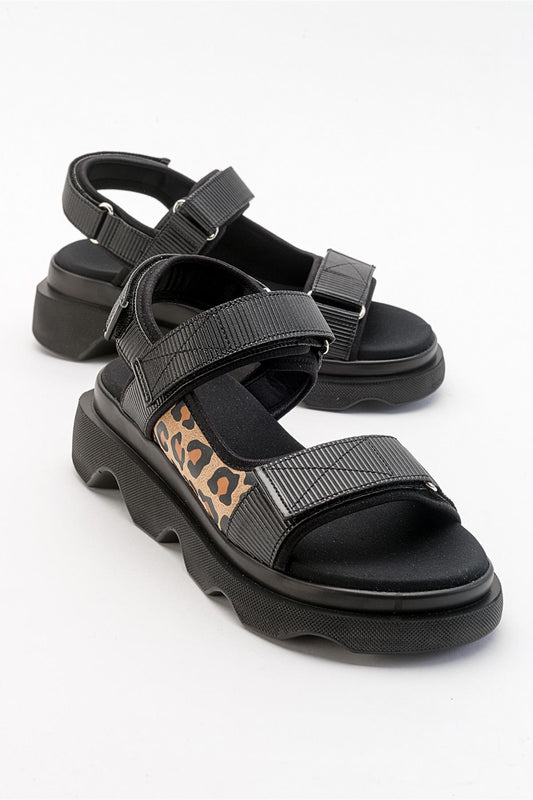Tedy - Sandalia de Tiras Adherentes Negras (Mujer)