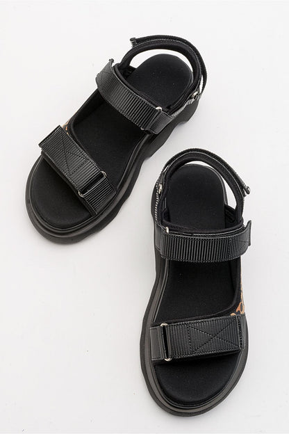 Tedy - Sandalia de Tiras Adherentes Negras (Mujer)