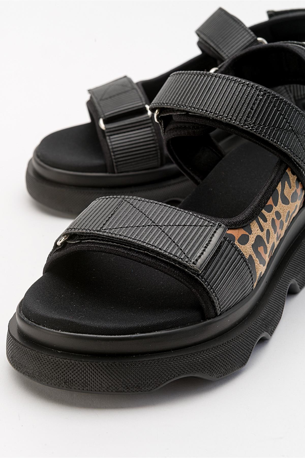 Tedy - Sandalia de Tiras Adherentes Negras (Mujer)