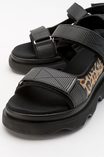 Tedy - Sandalia de Tiras Adherentes Negras (Mujer)