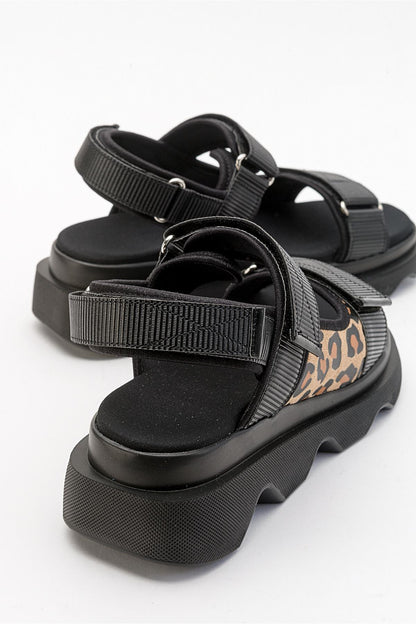Tedy - Sandalia de Tiras Adherentes Negras (Mujer)