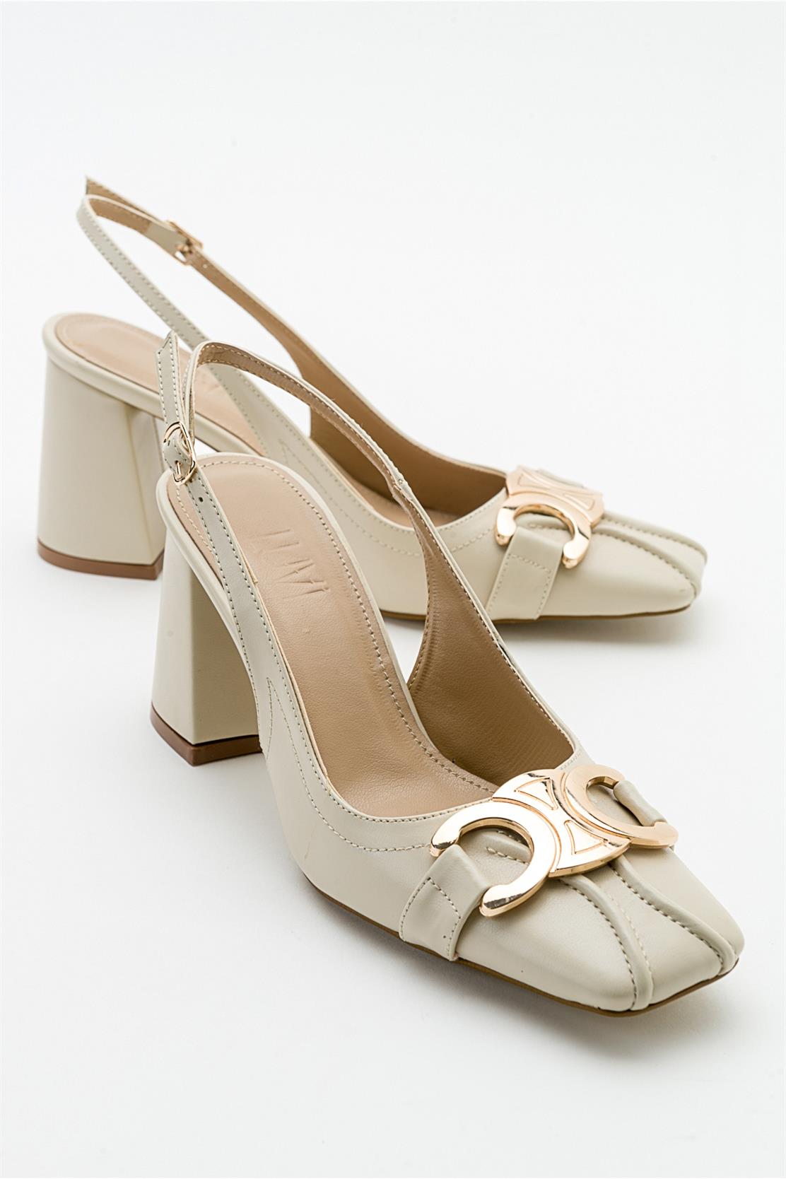 Forlev - Zapatos de tacón destalonados color beige (mujer)