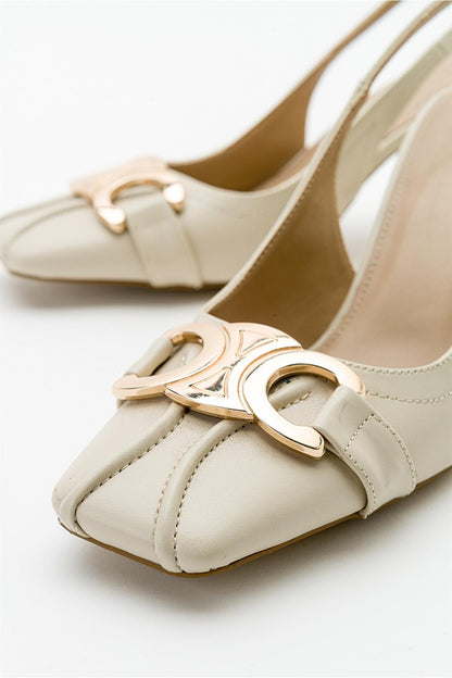 Forlev - Zapatos de tacón destalonados color beige (mujer)