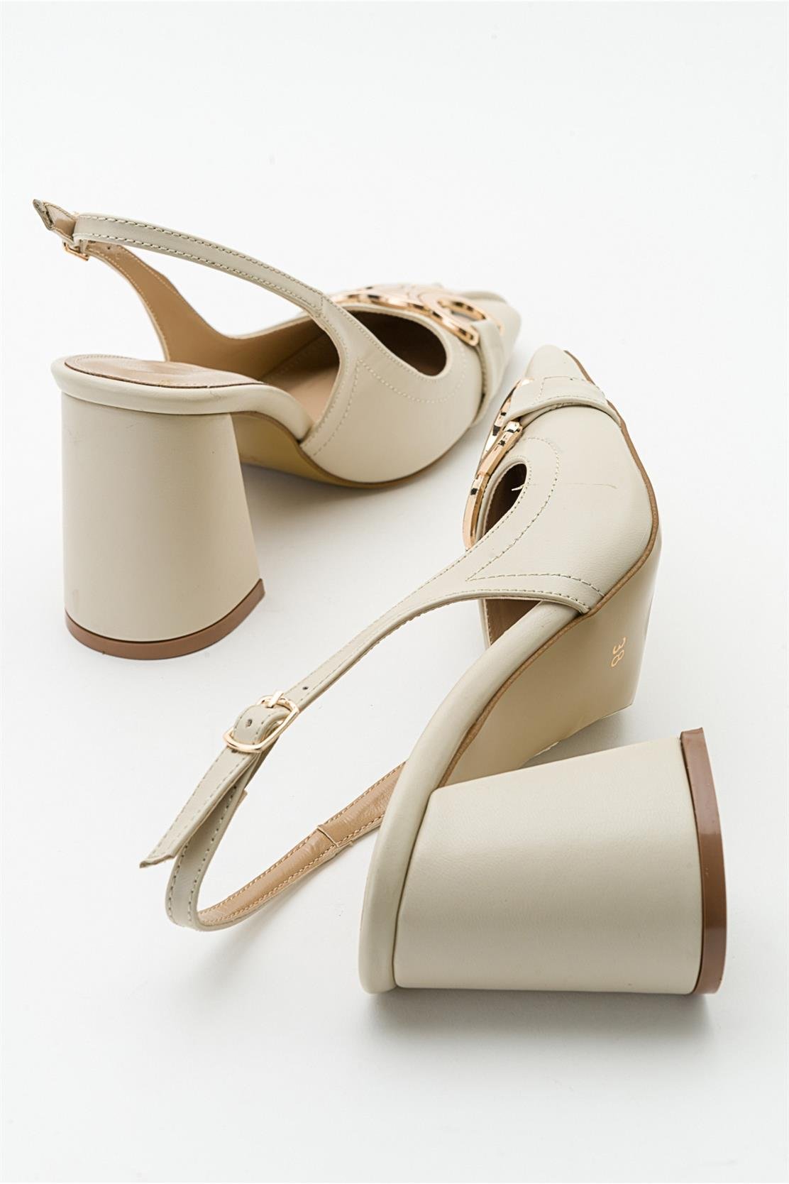 Forlev - Zapatos de tacón destalonados color beige (mujer)