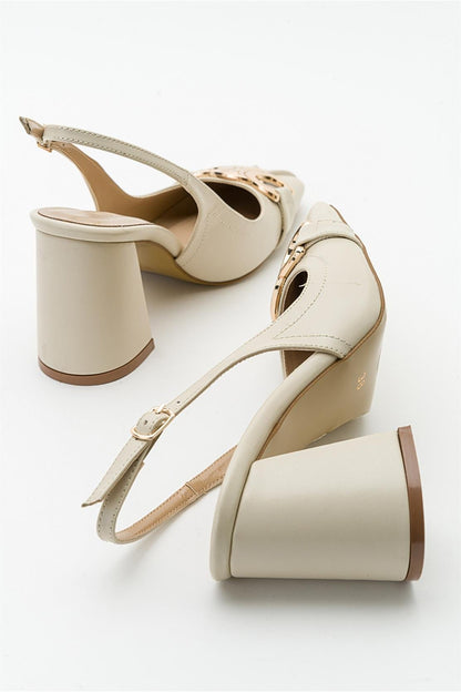 Forlev - Zapatos de tacón destalonados color beige (mujer)