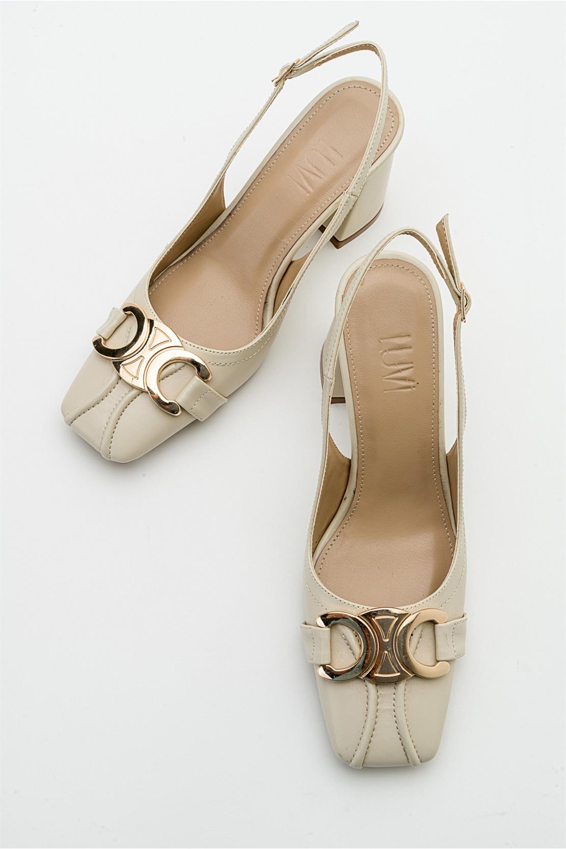 Forlev - Zapatos de tacón destalonados color beige (mujer)