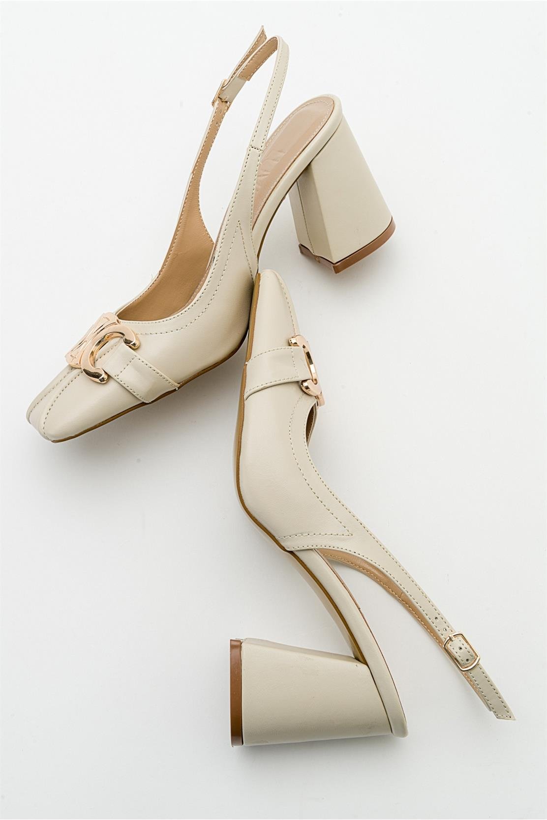 Forlev - Zapatos de tacón destalonados color beige (mujer)