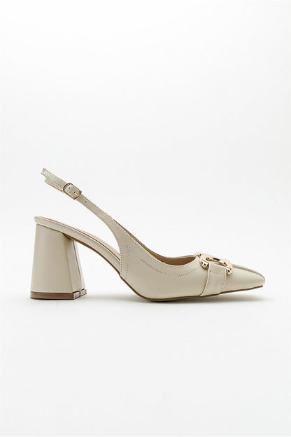 Forlev - Zapatos de tacón destalonados color beige (mujer)