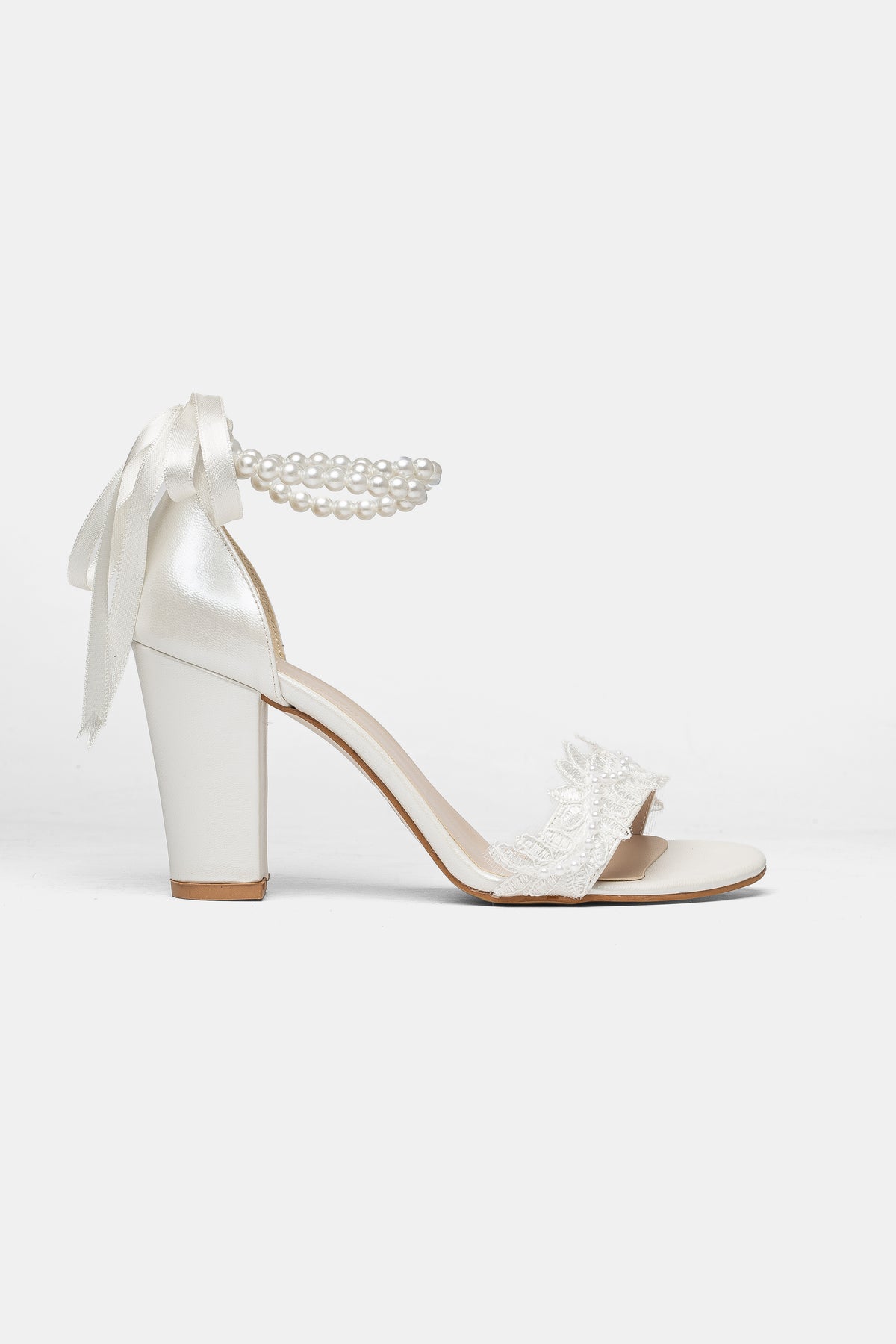 Elysia Bridal  Pearl And Lace Wedding Heels