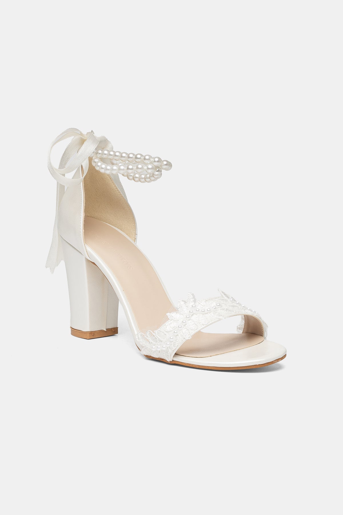 Elysia Bridal  Pearl And Lace Wedding Heels