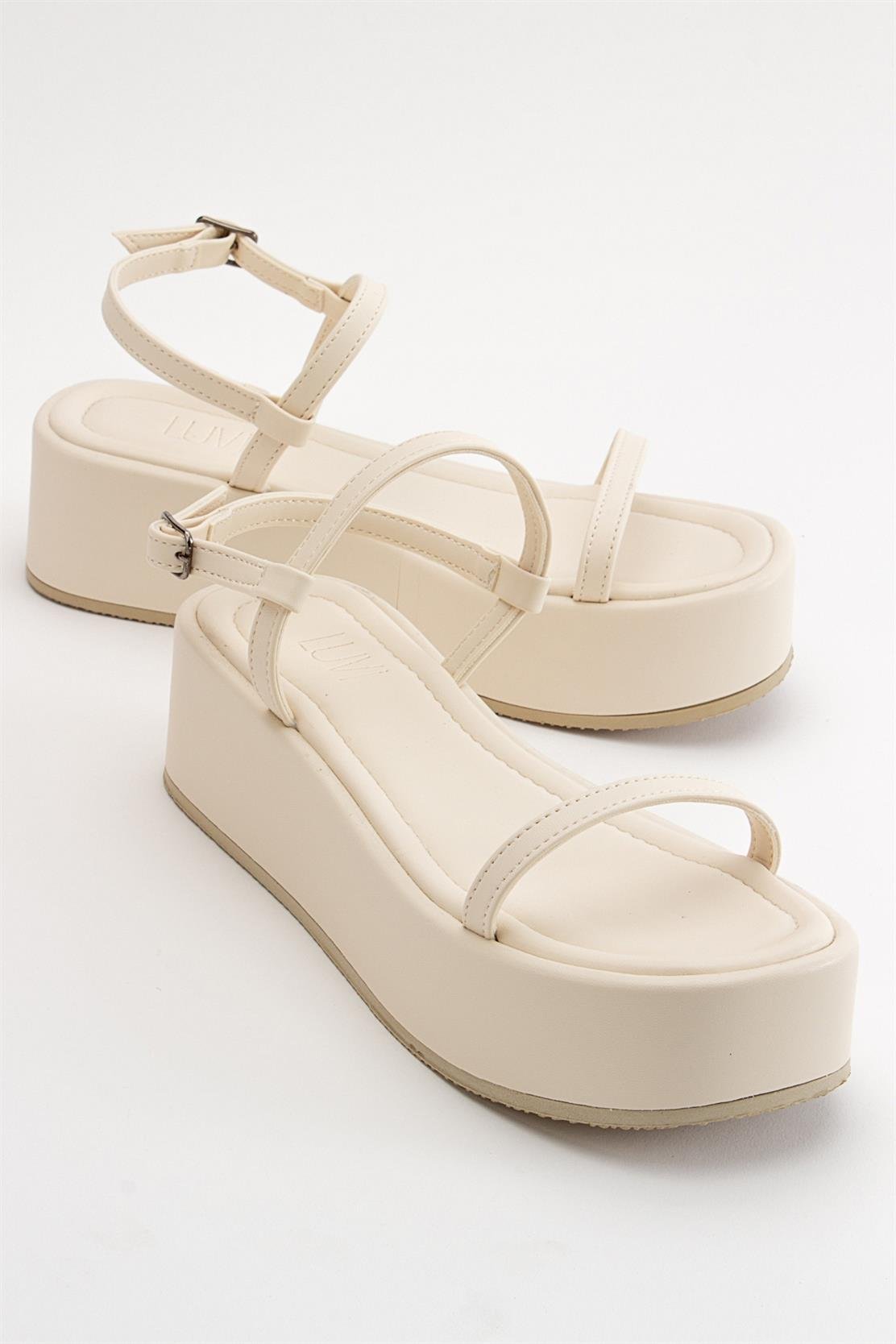 Lina - Ecru Beige Platform Sandal (Women)